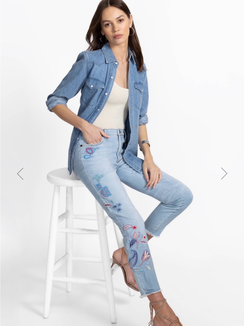 Johnny Was The Cropped Skinny Jean w/embroidery.